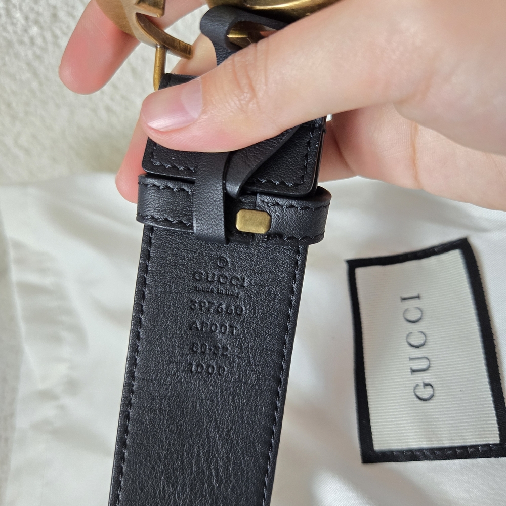 Gucci Black Leather Belt with Gold Buckle